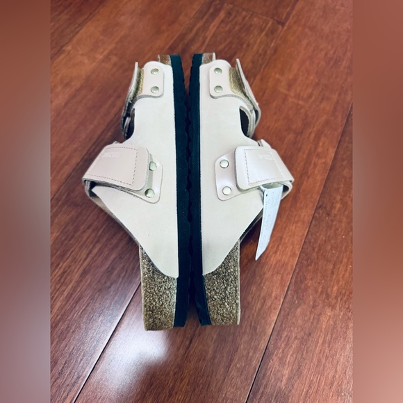 Birkenstock Uji Nubuck shine Leather straps slide sandals in new beige 10-10.5 - Picture 5 of 14